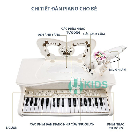 Đàn piano mini cho bé kèm mic thu âm, có kết nối điện thoại - ảnh sản phẩm 5