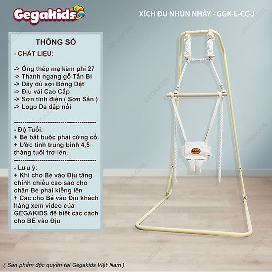 Gegakids - xích đu nhún nhảy cho bé - kiểu dáng châu âu - mã ggk-l-cc-j - ảnh sản phẩm 2