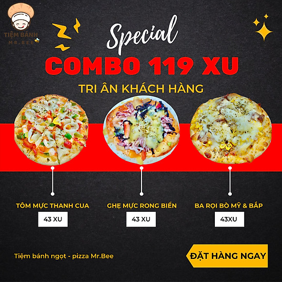 Chỉ giao hcm - combo 3 pizza bò, tôm mực, ghẹ nghêu size 16cm-180gr - ảnh sản phẩm 2