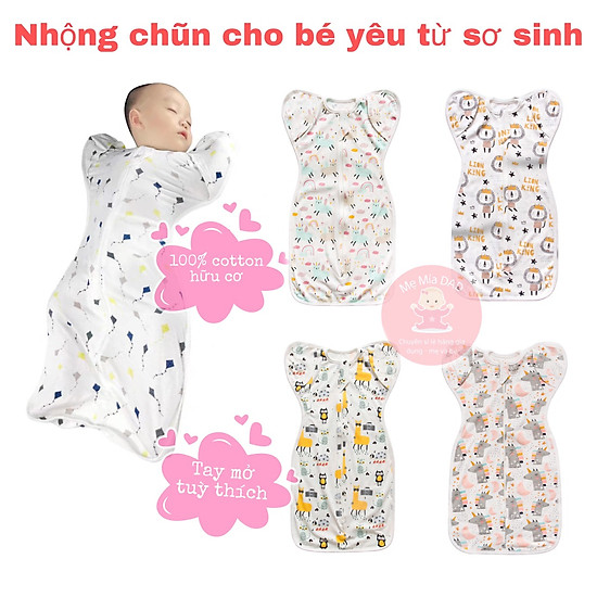 Nhộng chũn cho bé - túi ngủ trẻ em mở tay tùy thích chất cotton hữu cơ cao - ảnh sản phẩm 1