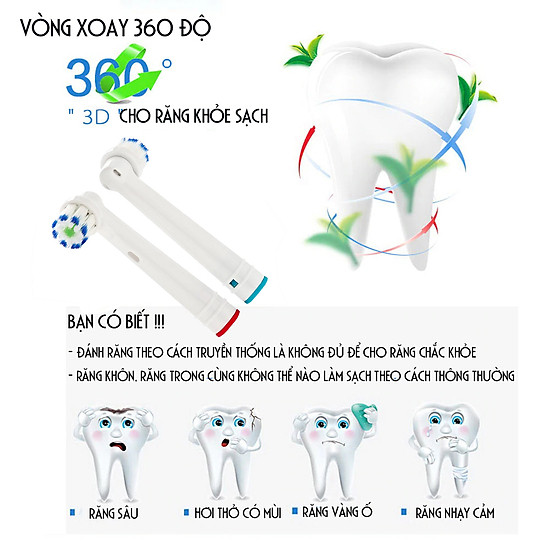 Cho máy oral b braun, set bộ 4 đầu bàn chải đánh răng điện thay thế dan - ảnh sản phẩm 3