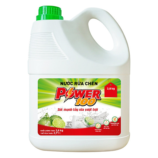 Nước rửa chén power100 hương chanh 3.8kg - ảnh sản phẩm 1