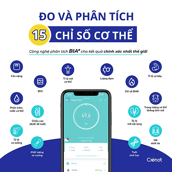 Cân điện tử sức khoẻ thông minh crénot health gofit s2 kết nối bluetooth - ảnh sản phẩm 2