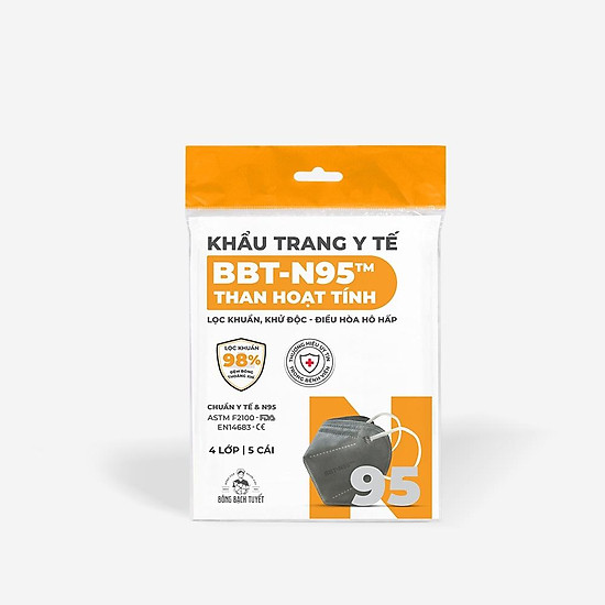 Combo 3 khẩu trang bông bạch tuyết n95 4 lớp than hoạt tính 5 cái gói - ảnh sản phẩm 3