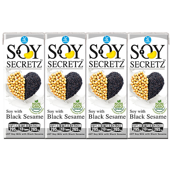 Sữa Đậu Nành Với Mè Đen Soy Secretz (180ml x 4 Hộp) 