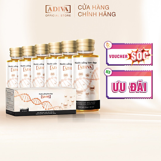 6 hộp nước uống làm đẹp collagen adiva 14 chai hộp - ảnh sản phẩm 1