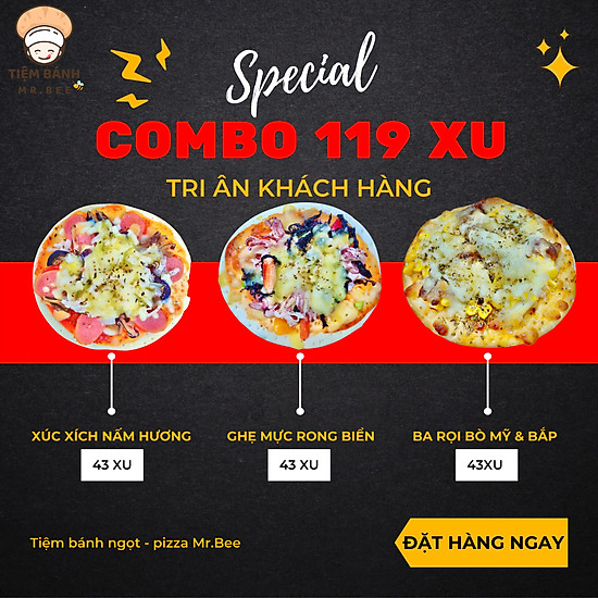 Chỉ giao hcm - combo 3 pizza ghẹ nghêu, xúc xích nấm, bò size 16cm-180gr - ảnh sản phẩm 2