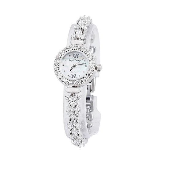 Đồng Hồ Nữ Dây Đính Đá Royal Crown 5266J (24mm) - Bạc 