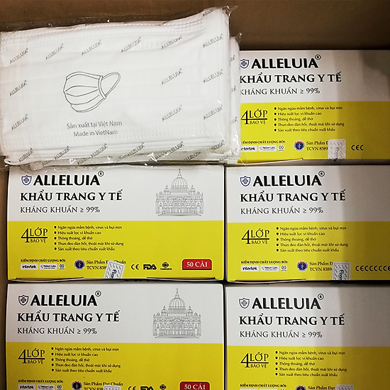 Combo 5 hộp khẩu trang y tế alleluia 4 lớp kháng khuẩn 99% hộp 50 cái - ảnh sản phẩm 4