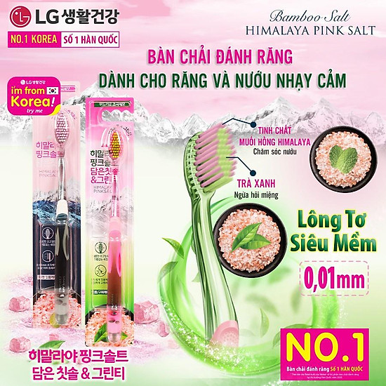 Bàn chải răng bamboo salt himalaya pink salt tinh chất muối hồng và trà - ảnh sản phẩm 3