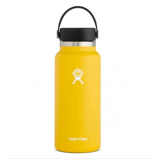 Bình giữ nhiệt chân không miệng rộng vỏ rơm hydro flask, bình cách nhiệt thép không gỉ, chai nước miệng rộng thể thao. 2