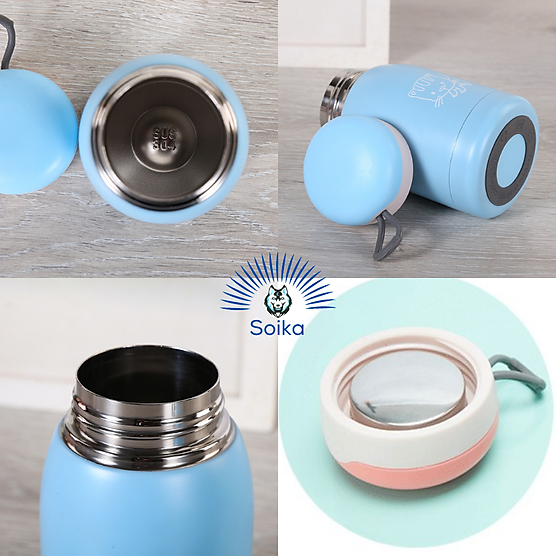 Bình giữ nhiệt cute cho bé soika st01300 inox 304 300ml cách nhiệt chân không hình con mèo nhiều màu 4