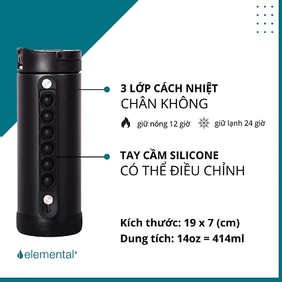 [new product_hàng chính hãng_thương hiệu mỹ] bình giữ nhiệt elemental pop 414ml, inox 304, giữ nóng 12 giờ lạnh 24 giờ, fda hoa kỳ, an toàn sức khỏe 4