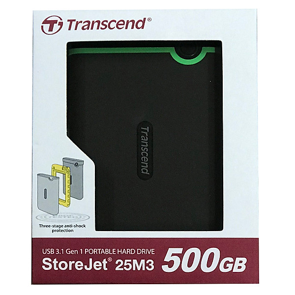 Ổ Cứng Di Động Transcend Storejet M3S 500GB USB 3.1 – TS500GSJ25M3S – Hàng chính hãng