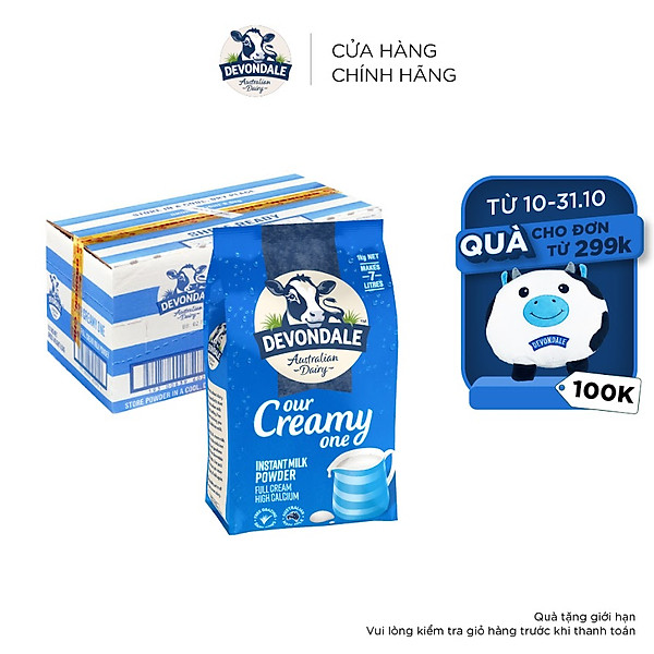 Thùng 8 Bịch Sữa Bột Full Cream Devondale (1Kg / Túi)