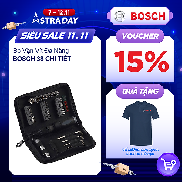 Bộ vặn vít đa năng 38 chi tiết Bosch 2607019506