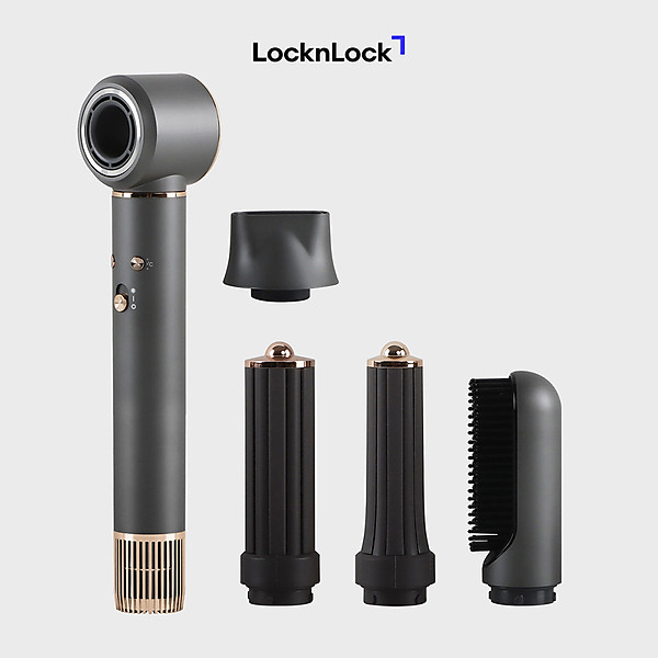 Máy sấy tạo kiểu tóc Locknlock Ion âm ENA426GRY Multi hair dryer 220V,1300W, 50Hz- Màu xám - Hàng chính hãng