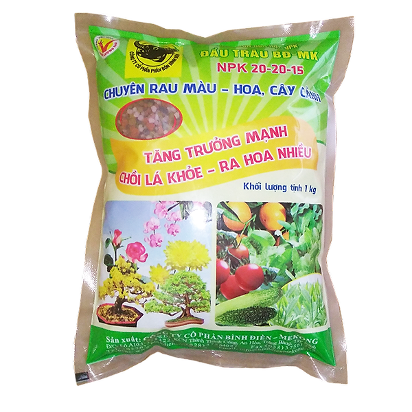 Phân Bón Npk 20-20-15 đa năng 3 màu (1Kg)- bón cây, rau, cây ăn trái, hoa kiểng - bón gốc dễ sử dụng, kích thích ra lá, ra hoa, đậu trái
