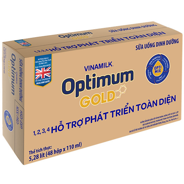 Thùng 48 Hộp Sữa Bột Pha Sẵn Vinamilk Optimum Gold 110Ml