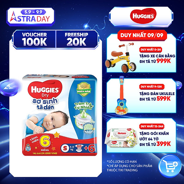 Tã Dán Sơ Sinh Huggies Mới S88 (4Kg-8Kg) – Gói 88 Miếng