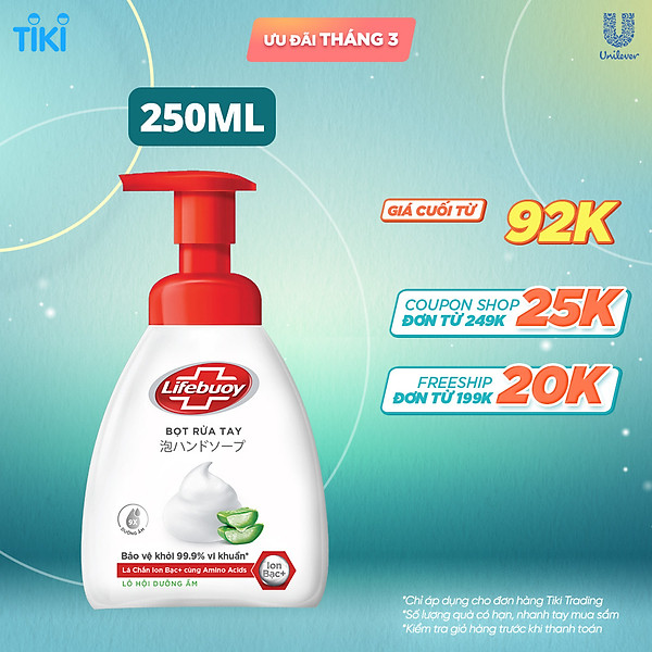 Bọt rửa tay dưỡng ẩm Lifebuoy hương Lô Hội 250ml
