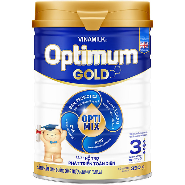 Sữa Bột Vinamilk Optimum Gold Step 3 Hộp Thiếc 850G