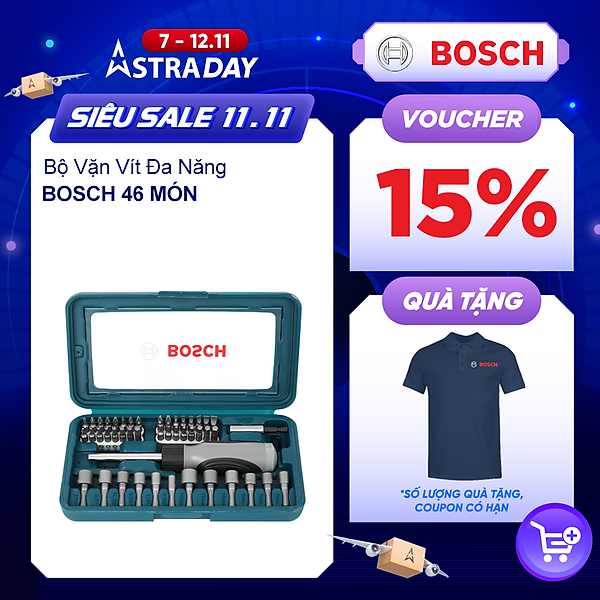 Bộ bặn vít đa năng Bosch 46 món – giao màu ngẫu nhiên