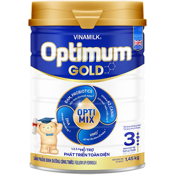 Sữa Bột Vinamilk Optimum Gold Step 3 Hộp Thiếc 1450G