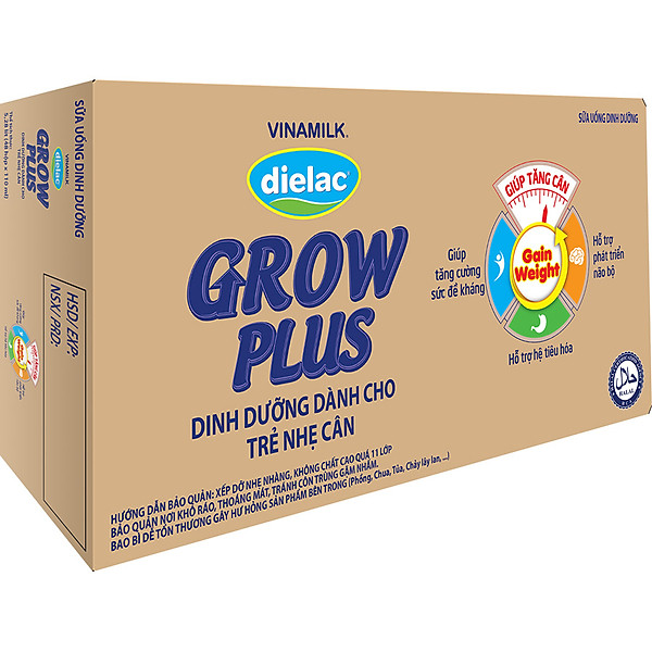 Thùng 48 Hộp Sữa Bột Pha Sẵn Vinamilk Dielac Grow Plus – Xanh 110Ml