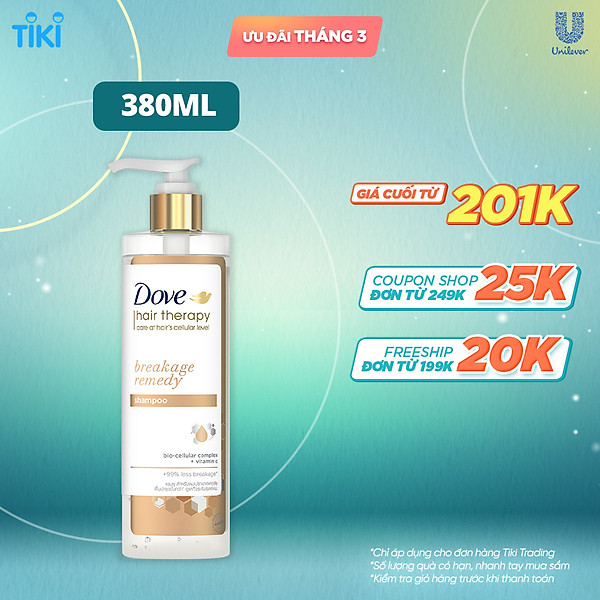 Dầu gội Dove Breakage Remedy Phục hồi và Ngăn gãy rụng 380ml
