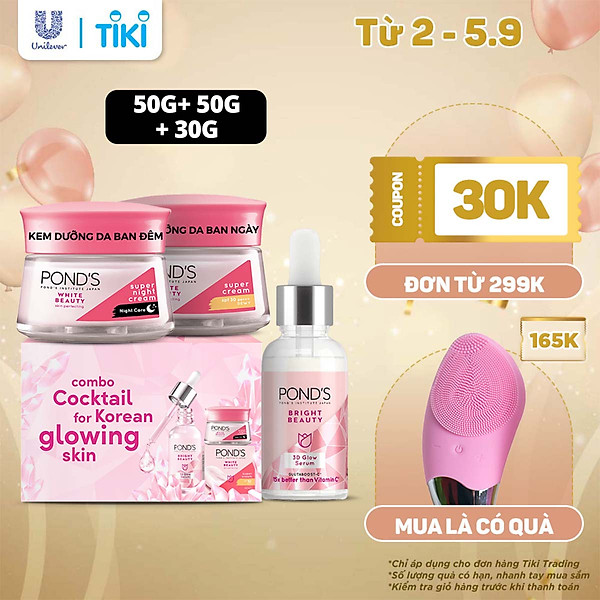 Combo Serum Dưỡng Sáng Mờ Thâm và Kem Dưỡng Ẩm Ngày Đêm Pond’s Bright Beauty 30G & 50G x2