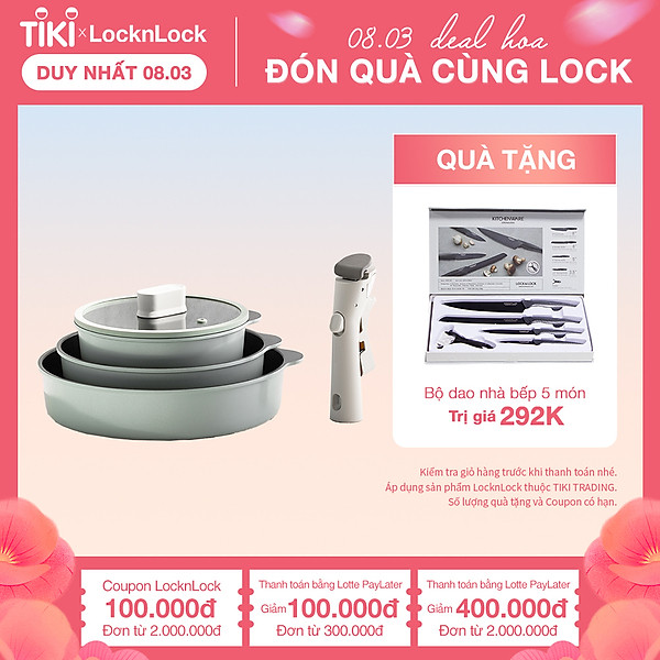 Bộ nồi chảo chống dính Suit LocknLock SDE1181IHS01 tay cầm có thể tháo rời - 5P - MINT