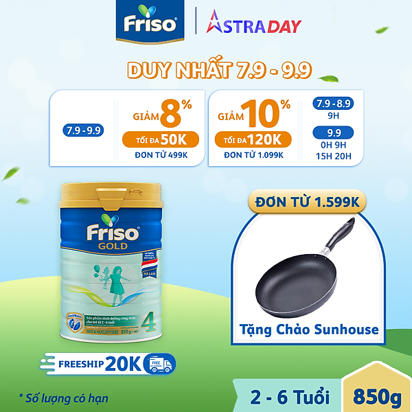 Sữa Bột Friso Gold 4 850G Dành Cho Trẻ Từ 2 – 6 Tuổi