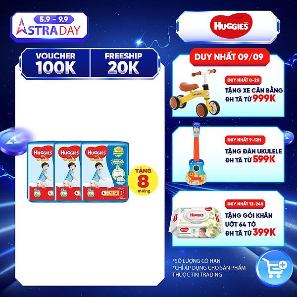 Combo 3 Gói Tã Quần Huggies Dry Tràm Trà Tự Nhiên Gói Cực Đại