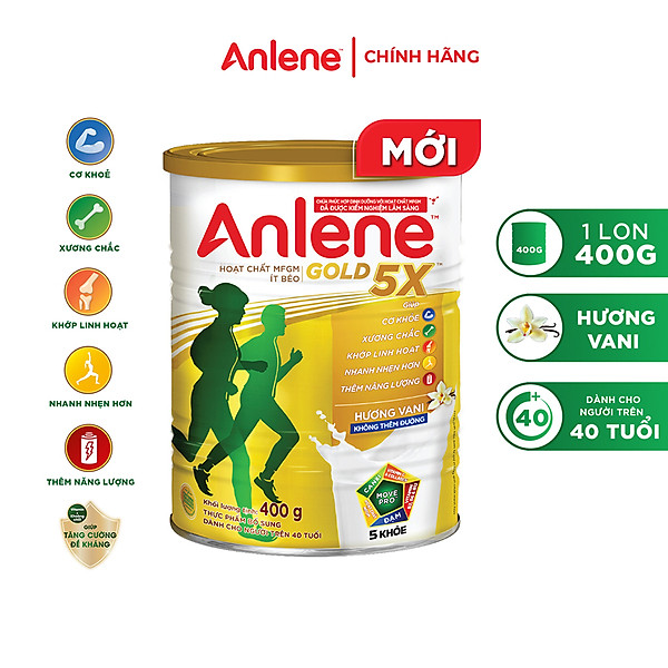Sữa Bột Anlene Gold 5X Hương Vanilla (Hộp Thiếc 400g)