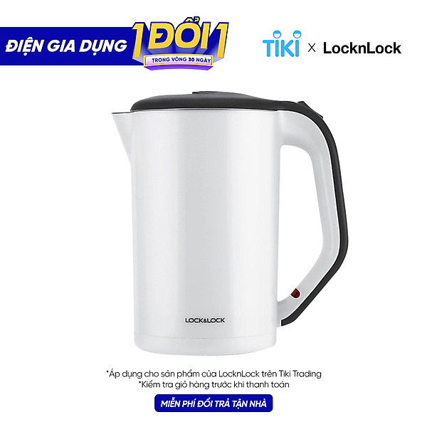 Bình Đun Siêu Tốc 2 lớp Lock&Lock EJK738WHT (1.7 Lít) - Trắng - Hàng chính hãng