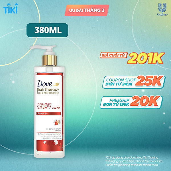 Dầu gội Dove Pro-age Tóc phồng dày và Ngăn lão hóa 380ml