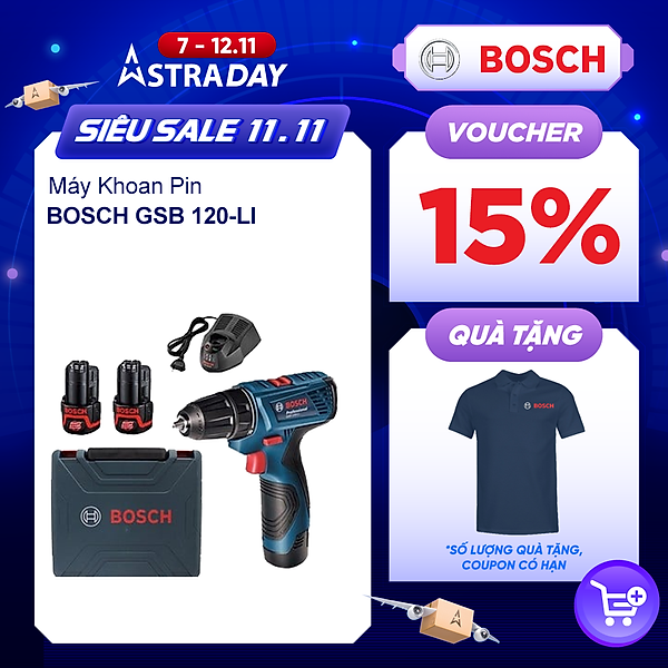 Máy khoan vặt vít động lực dùng pin Bosch GSB 120-li