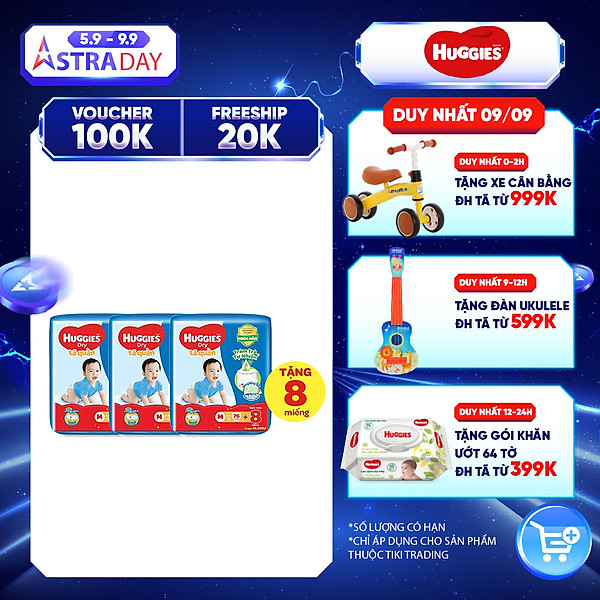 Combo 3 Tã Quần Huggies Dry Tràm Trà Tự Nhiên Gói Cực Đại