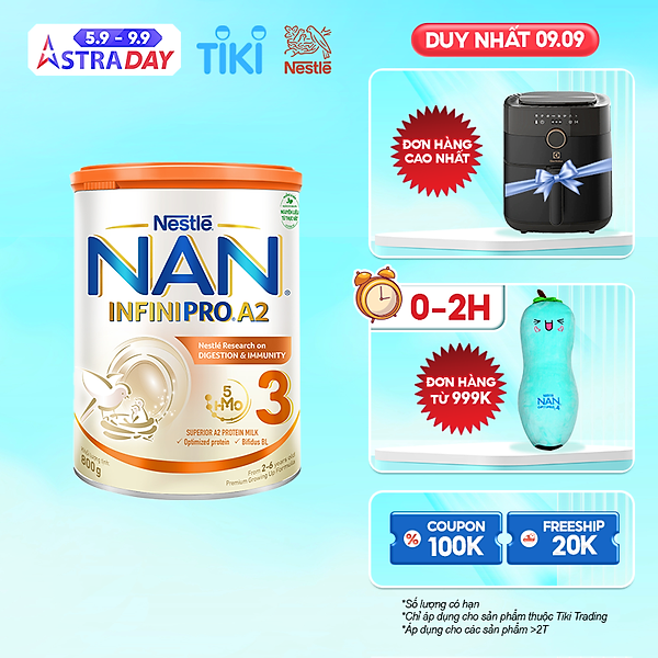 Sữa Bột Nestlé Nan Infinipro A2 3 Cho Trẻ Từ 2-6 Tuổi Hộp 800G