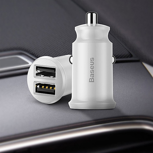 Tẩu sạc đa năng dùng cho xe hơi Baseus Grain Mini (5V, 3.1A Fast Charge, 2 cổng USB Car Charger) – Hàng Chính Hãng