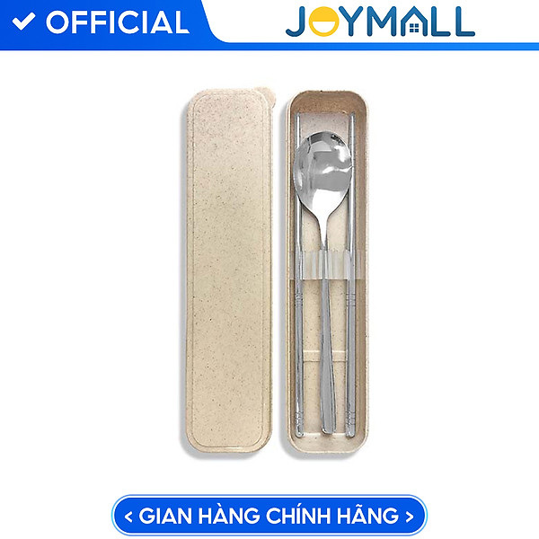 Bộ muỗng đũa inox JoyMall dùng mang đi cho cá nhân, văn phòng, du lịch dễ thương kèm hộp đựng lúa mạch