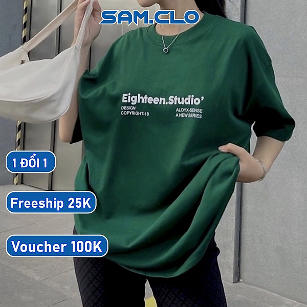 Áo phông form rộng thun tay lỡ nam nữ SAM CLO freesize dáng Unisex - mặc cặp, nhóm, lớp in STUDIO 18