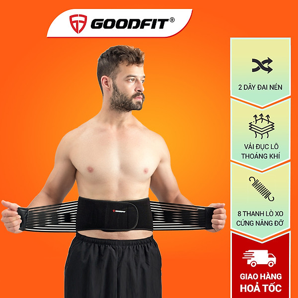 Đai lưng tập gym,đai bảo vệ cột sống chống đau lưng 2 dây nén GoodFit GF722WS