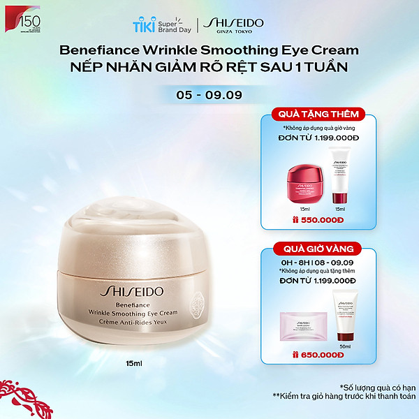 Kem Dưỡng Mắt Shiseido Benefiance Wrinkle Smoothing Eye Cream 15Ml