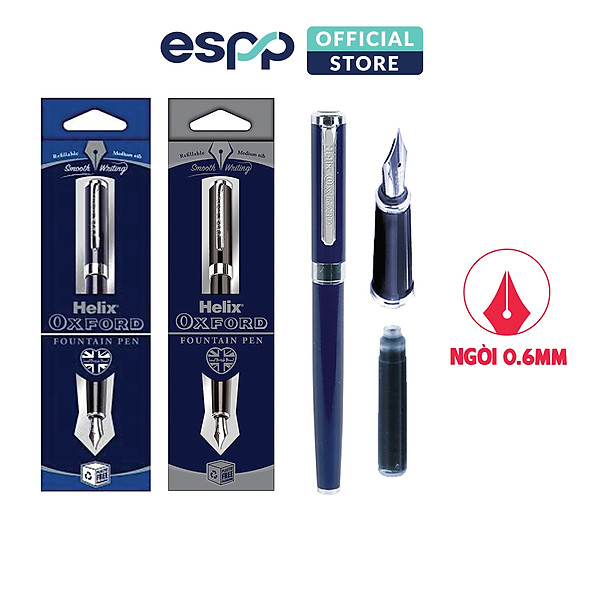 Bút viết máy cao cấp mực đều đẹp màu Xanh đen/ Hồng Ánh Cam/ Bạc - HELIX