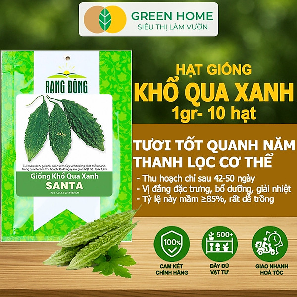 Hạt Giống Khổ Qua Greenhome, Gói 1gr~10 hạt, Dễ Trồng Quanh Năm, Nảy Mầm Cao, Thu Hoạch Nhanh, Năng Suất Cao T05