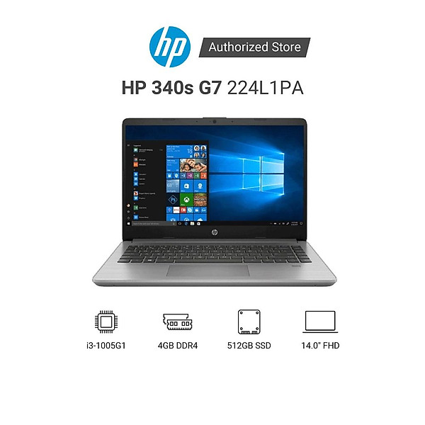 Laptop HP 340s G7 224L1PA i3 1005G1 | 4GB RAM | 512GB SSD | 14″ FHD | Win 10 | Xám – Hàng Chính Hãng