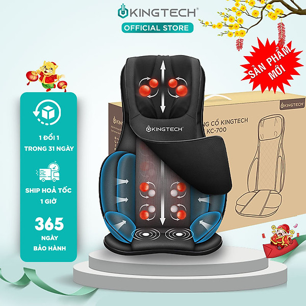 Đệm, Ghế Massage Cao Cấp KingTech KC-700 - Máy Mát Xa Lưng, Cổ Vai Gáy Chế Độ 3D Chuyên Sâu, Kết Hợp Tính Năng Nhiệt, Túi Khí - Hàng Chính Hãng