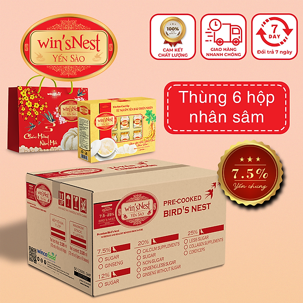 Combo 6 hộp nước yến sào win'sNest nhân sâm (6 Lọ x 70 ml / Hộp)